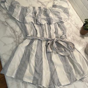 Romper Blue and White with Ruffle fold SEEK